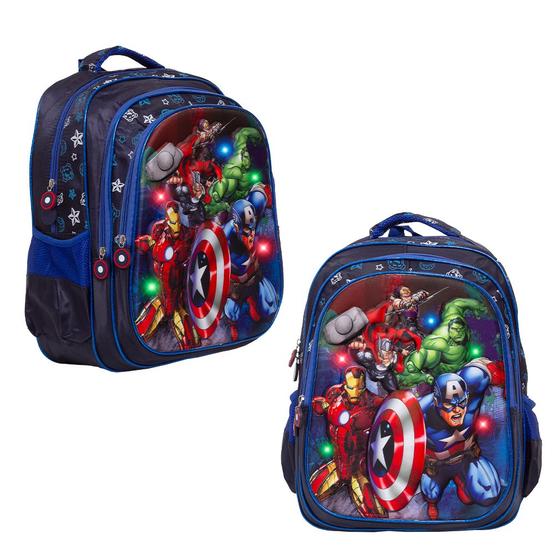 Imagem de Mochila Infantil Costas Vingadores 3D Led Envio Imediato