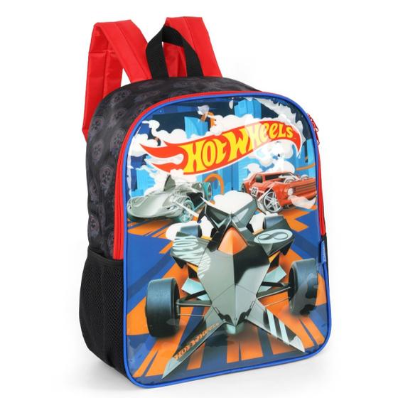 Imagem de Mochila Infantil De Costas Esportiva Hot Wheels Carros Preto