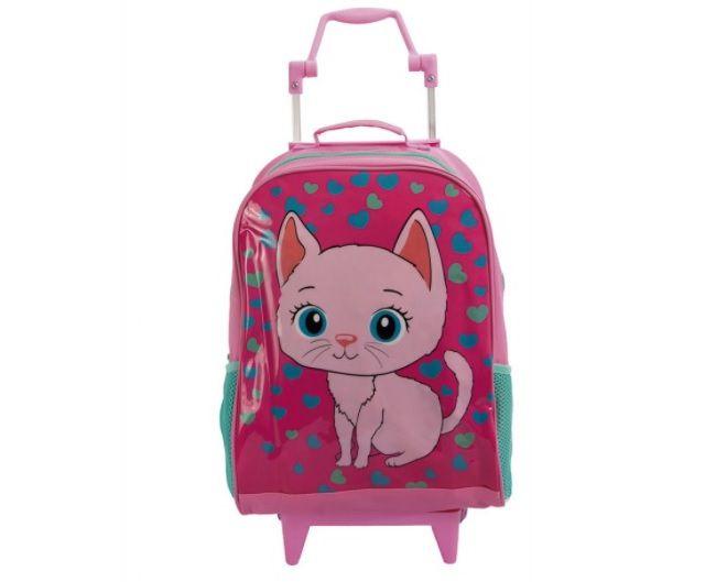 Mochila Infantil de Rodinha Gatinho VIABAGS - Tamanho G Menor preço em Mochila Infantil de Rodinha Gatinho VIABAGS - Tamanho G