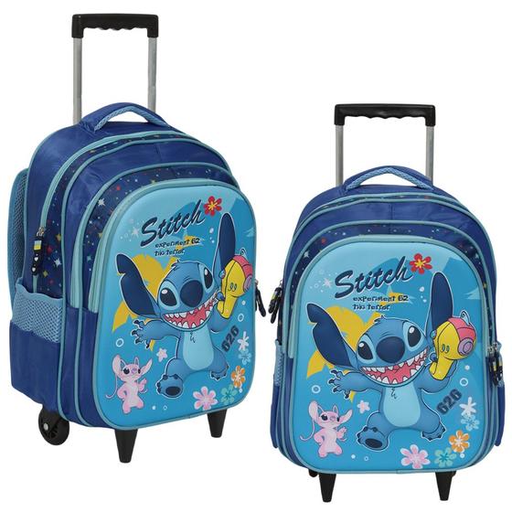 Imagem de Mochila Infantil de Rodinhas Lilo & Stitch Grande Reforçada