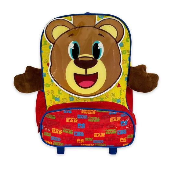 Imagem de Mochila Infantil Escolar Bichinho 3d Com Rodinhas Ursinho