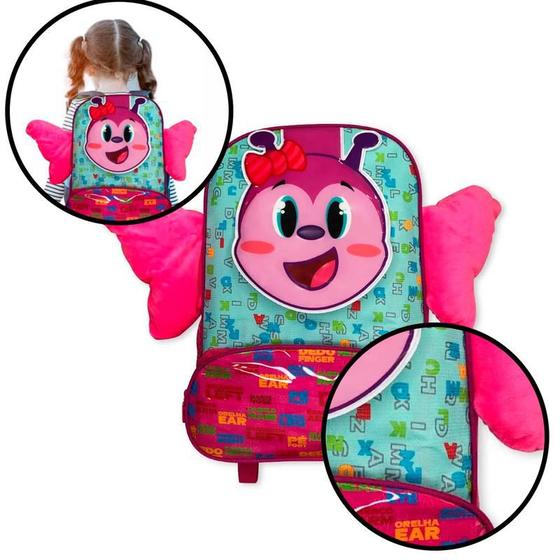 Imagem de Mochila Infantil Escolar Borboleta Viagem Alça Ajustável Para Criança Para Estudante Personagem Bolso Frontal Lateral