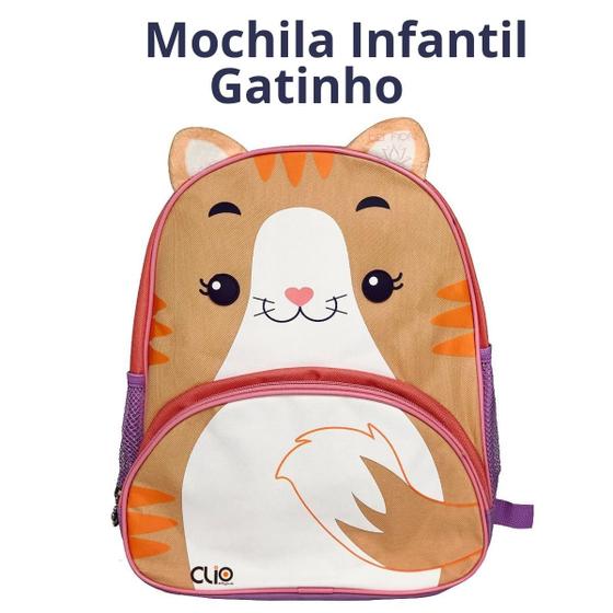 Imagem de Mochila Infantil Escolar Clio Pet's com Alça Animais Cachorro Gato Pato Pinguim Tubarão Unicórnio