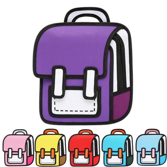 Imagem de Mochila Infantil Escolar Kawaii Bolsa Escolar 2D De Ombro Desenho Animado Em Quadrinhos