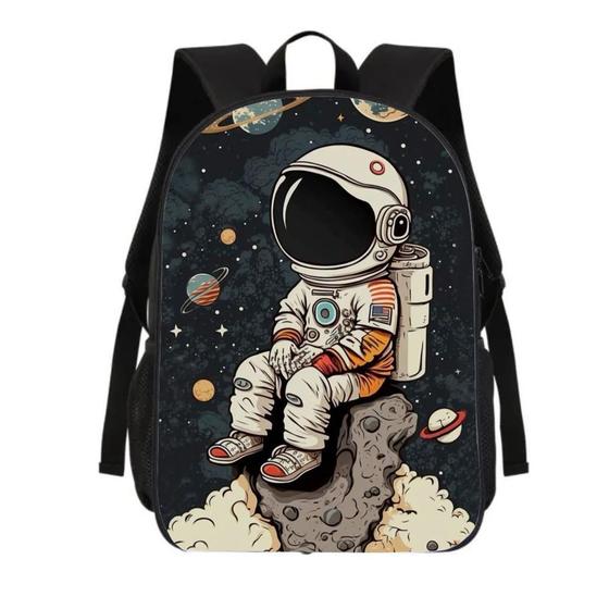 Imagem de Mochila Infantil Escolar Porta Garrafa Astronauta