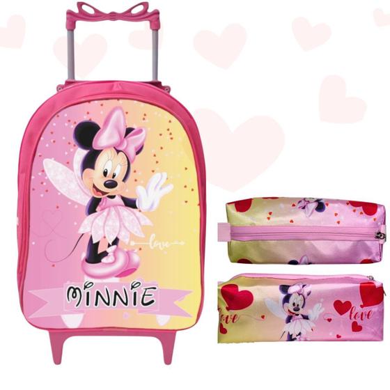 Imagem de Mochila Infantil Escolar Rodinha Menina + Estojo