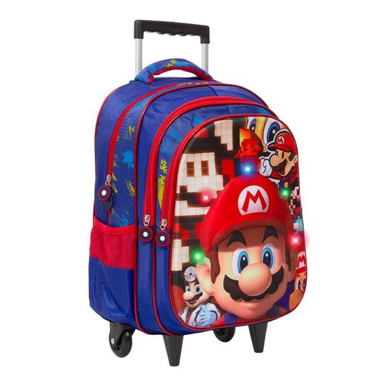 Imagem de Mochila Infantil Escolar Super Mario Led Rodas Envio 24 Hrs