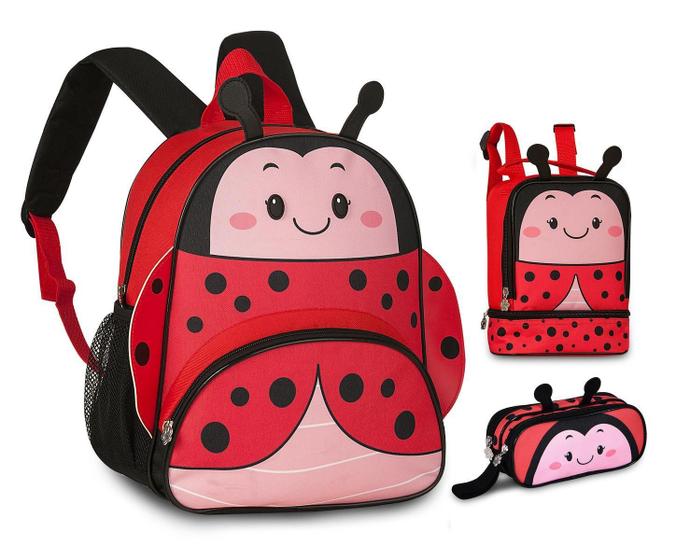 Imagem de Mochila Infantil Feminina Clio Style Vermelha - Kit Escolar 13L