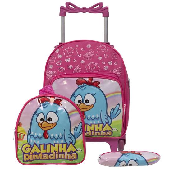 Imagem de Mochila Infantil Feminina Rodinha Galinha Pintadinha Pequena