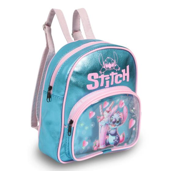Imagem de Mochila Infantil Feminina Stitch Mini Bolsa Costas Passeio