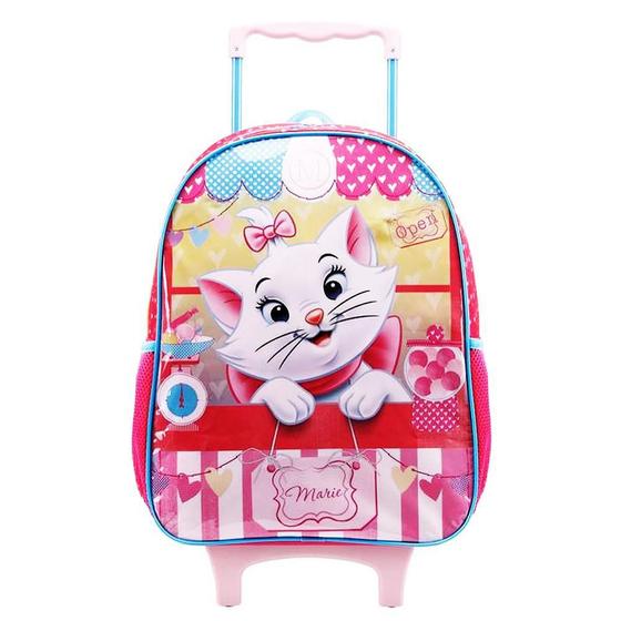 Imagem de Mochila Infantil Gata Marie Escolar Reforçada Tam G Rodinhas