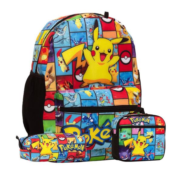 Imagem de Mochila Infantil Grande Pokémon Costas + Lancheira Térmica