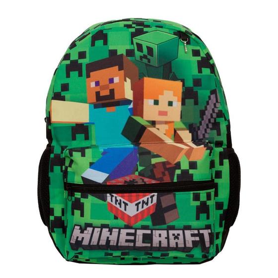 Imagem de Mochila Infantil Masculina Juvenil Minecraft Costa Cor Verde