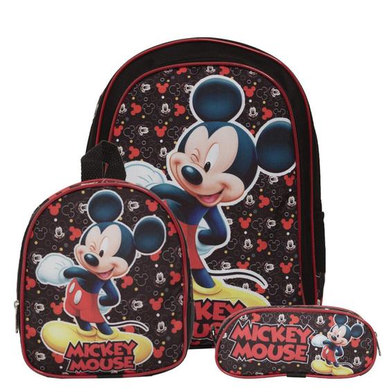 Imagem de Mochila Infantil Masculina Mickey Mouse Costas + Lancheira