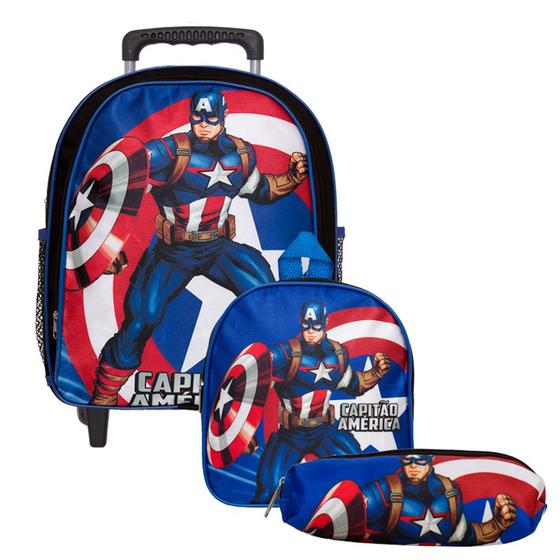 Imagem de Mochila Infantil Masculina Rodinha Capitão América Toys 2U