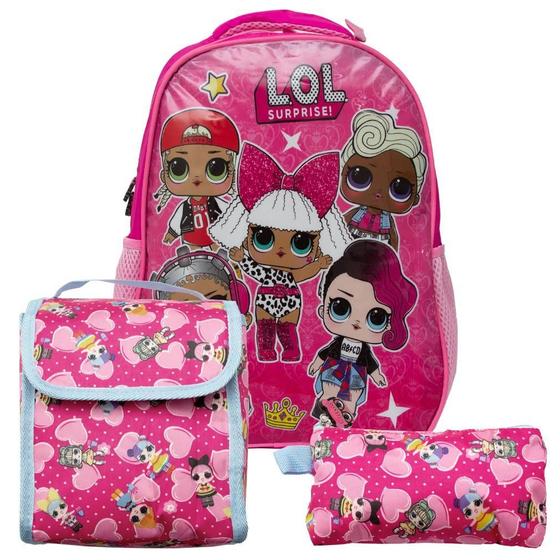 Imagem de Mochila Infantil Menina Boneca Lol Surprise Lancheira Estojo