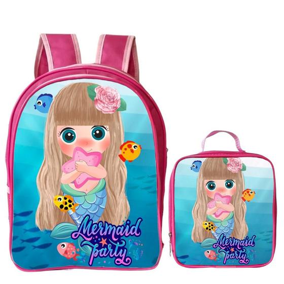 Imagem de Mochila Infantil Menina Escolar + Lancheira Bolsa Térmica Feminina