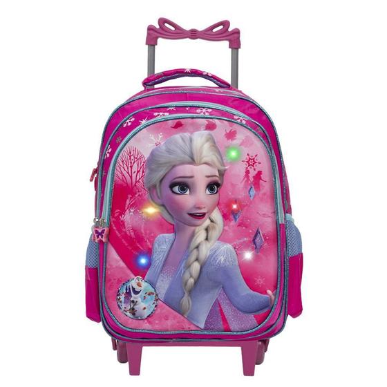 Imagem de Mochila Infantil Menina Frozen Elsa 3D Led Com Rodinhas