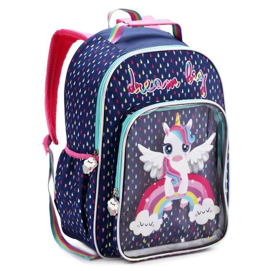 Imagem de Mochila Infantil Meninas Escolar Passeio Unicornio Denlex