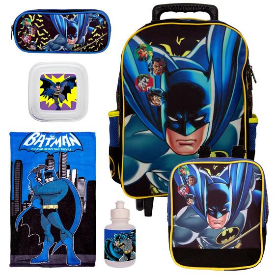 Imagem de Mochila Infantil Menino Rodinha Batman Aula e Itens Toys 2U