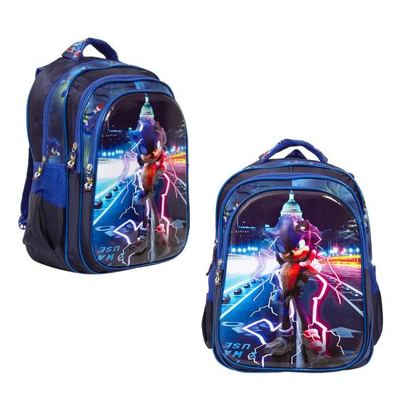 Imagem de Mochila Infantil Menino Sonic Tam G Costas Envio Imediato