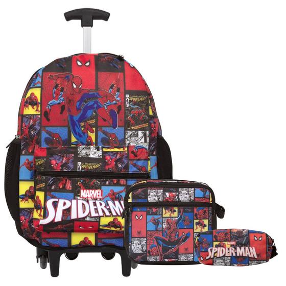 Imagem de Mochila Infantil Menino Spider Man Rodinha Lancheira Térmica