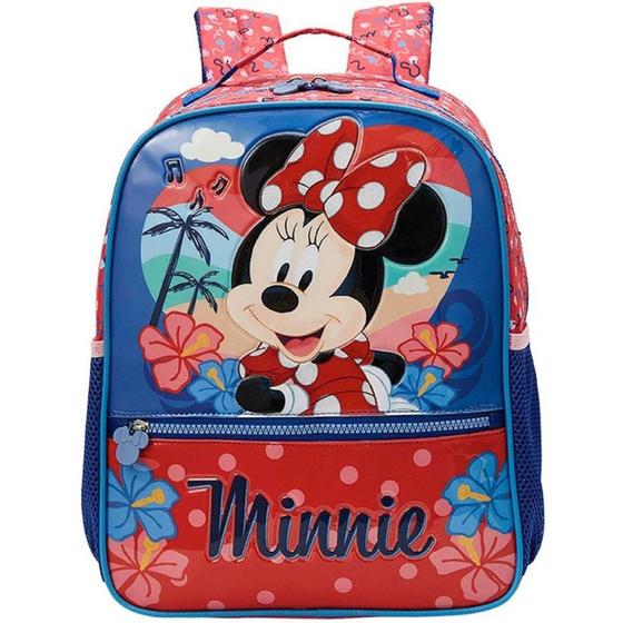 Imagem de Mochila Infantil Minnie X2 14" com Bolsos Laterais e PVC Cristal com Glitter - Xeryus