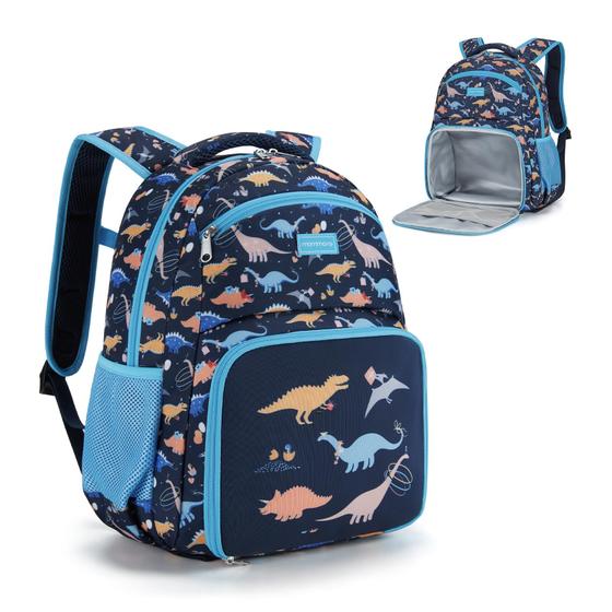 Imagem de Mochila Infantil Mommore 2 em 1 Dinossauro - Com Almoço, Azul