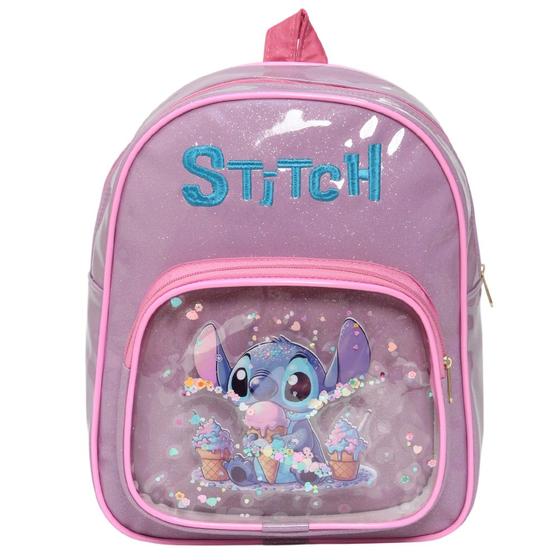 Imagem de Mochila Infantil Pequena Stitch Alça Costas Passeio Creche