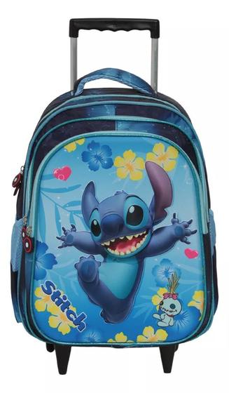 Imagem de Mochila Infantil Rodinha Lilo Stitch Angel Tam G Cor Azul