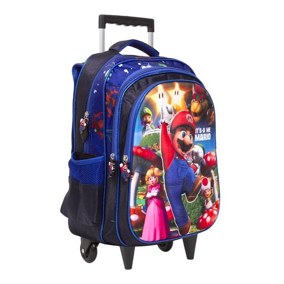 Imagem de Mochila Infantil Rodinha Passeio Viagem Aulas Super Mario