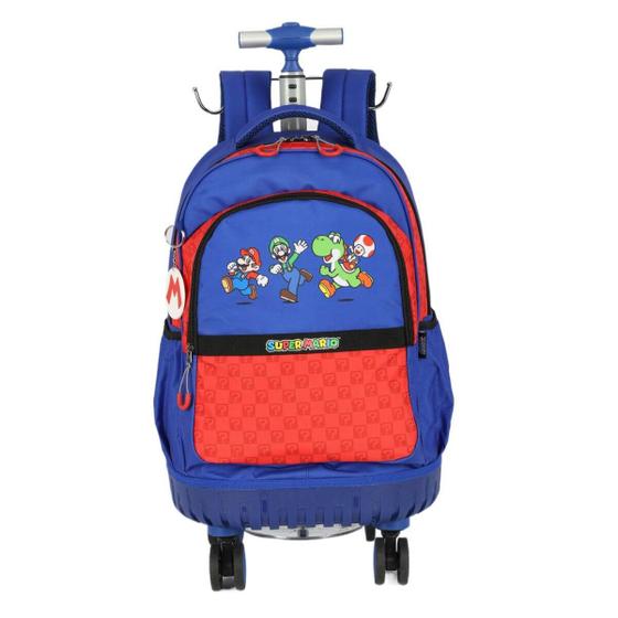 Imagem de Mochila Infantil Rodinha Super Mario 360 Graus Azul