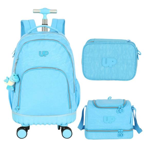 Imagem de Mochila Infantil Rodinha Up4You 360 Graus com Lancheira e Estojo Azul