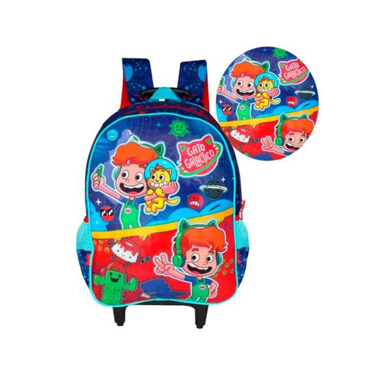 Imagem de Mochila Infantil Rodinhas Gato Galatico