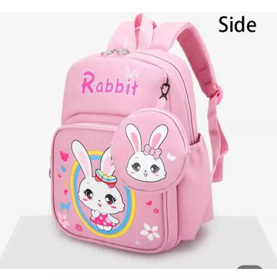 Imagem de Mochila Infantil Rosa Claro Coelhinho Com Bolsinha Menina