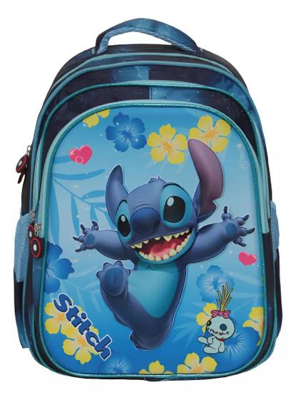 Imagem de Mochila Infantil Stitch Alça Costas Alto Relevo Escolar