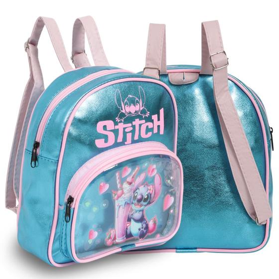 Imagem de Mochila Infantil Stitch Pequena Reforçada Creche Pre Escola