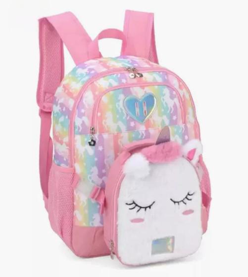 Imagem de Mochila Infantil UP4YOU Unicórnio Com Lancheira Rosa Luxcel