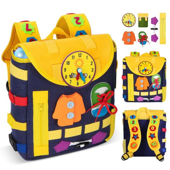 Imagem de Mochila infantil URMYWO com fivelas e brinquedos didáticos