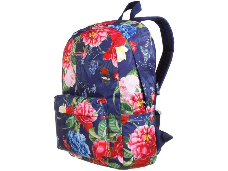 Imagem de Mochila Juvenil Escolar Feminina Floral  - Tam. G Dermiwil Container Azul Marinho