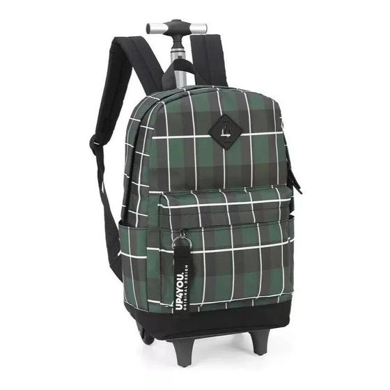Imagem de Mochila Juvenil Xadrez com Rodinhas e Alças - Luxcel