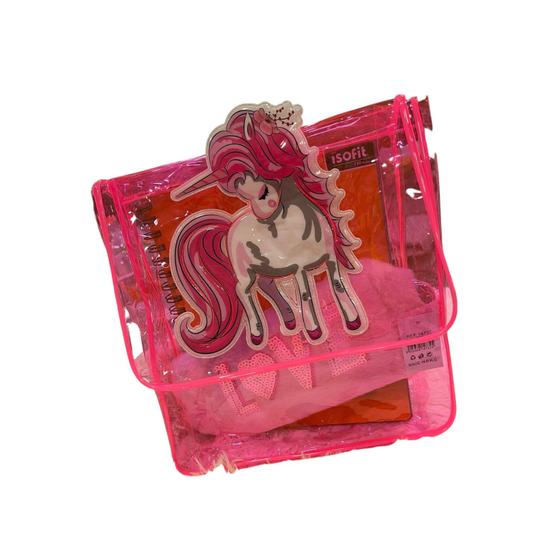 Imagem de Mochila Kawaii Transparente com Unicórnio e Dragão