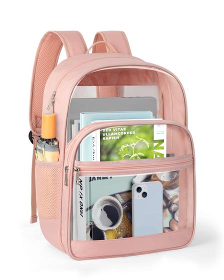 Imagem de Mochila KIMNERPU Clear para escola, viagens e segurança rosa