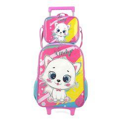 Imagem de Mochila Kit Escolar Infantil Rodas Lancheira Cindy Luxcel