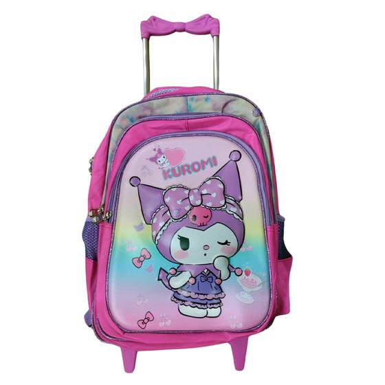 Imagem de Mochila Kuromi Hello Kitty com Rodinhas em 3D Escolar