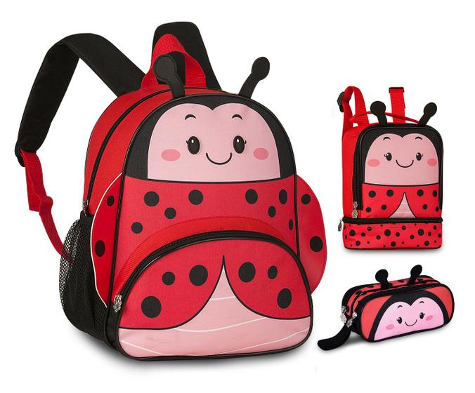 Imagem de Mochila lancheira e estojo infantil feminino kit escolar completo