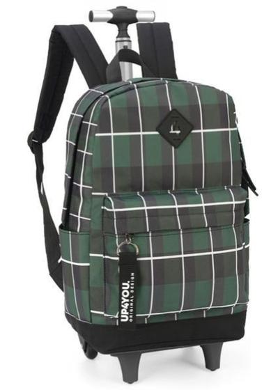 Imagem de Mochila Luxcel de Rodinha Up4you Xadrez Verde C/ Chaveiro