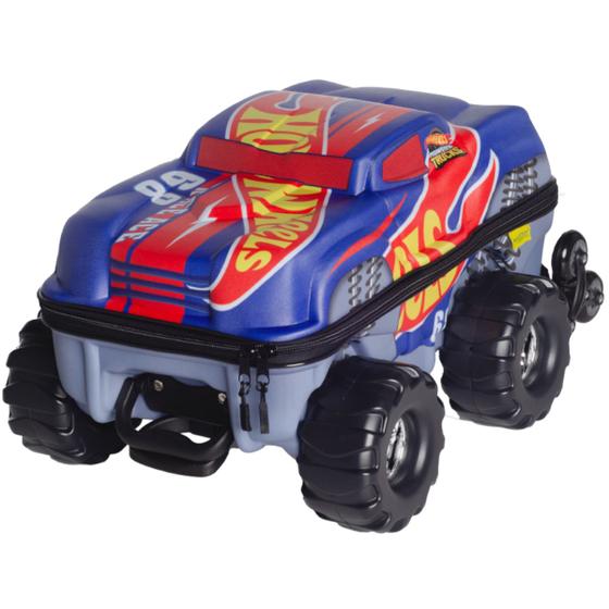 Imagem de MOCHILA Mala 3D Hotwheels Race Azul Maxtoy com Rodas