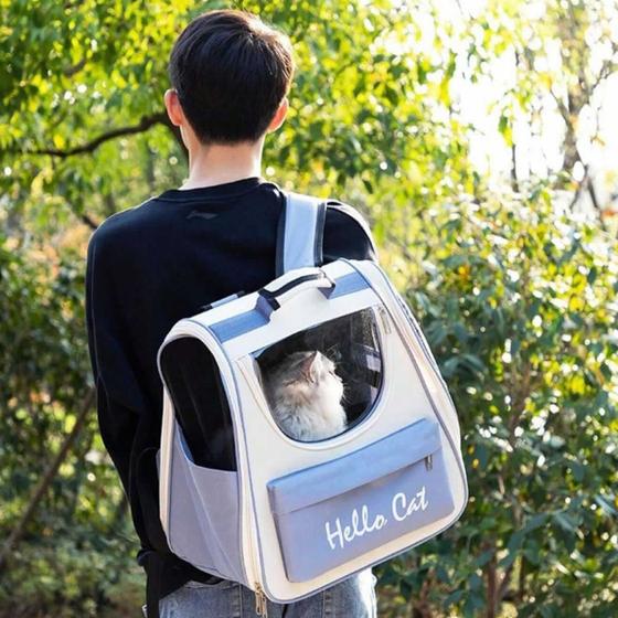 Imagem de Mochila Mala Bolsa Transporte Pet Cachorro Gato Até 8kg Com Visão Panorâmica