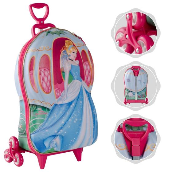 Imagem de Mochila Mala escolar infantil de 3 rodinhas e Relevo 3D